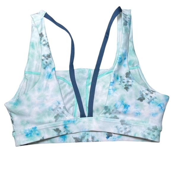 PELETON Blue Diamond Tie Dye V Back Sportsbra Small Gym Workout Active Comfy - Picture 3 of 9